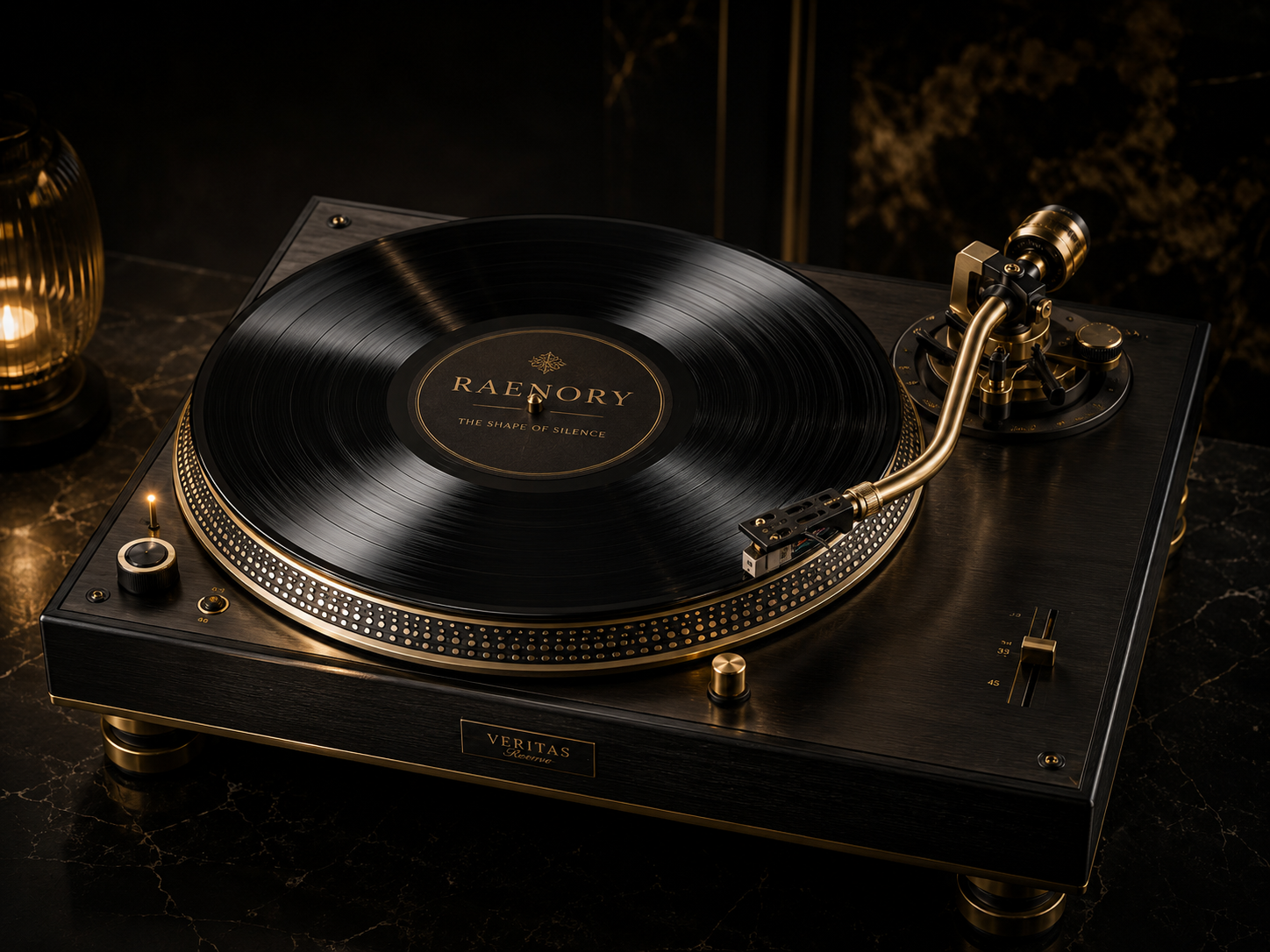 Premium turntable playing a RAENORY vinyl record